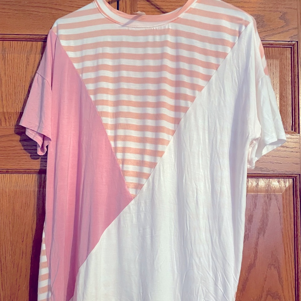 Celeste medium pink stripe top never worn